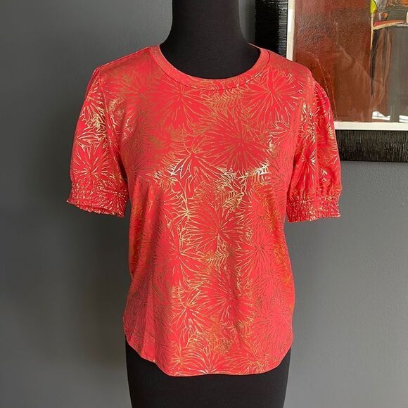 MICHAEL Michael Kors Foil Puff Sleeve Baby Top in Sangria. NWT. Sizes P/M & P/XS - Picture 4 of 8